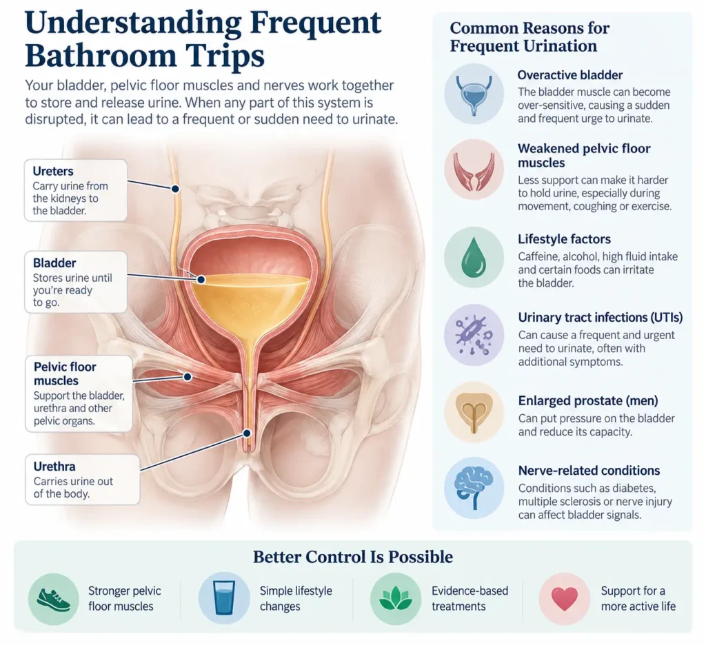 urinary incontinence symptoms and treatment options guide detailed infographics by incontinence direct Canterbury